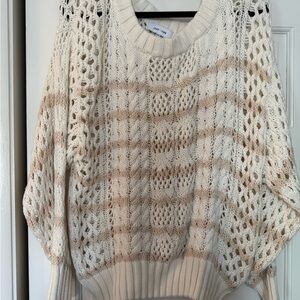 Cream and Tan Women's Sweater- can be worn off the sweater